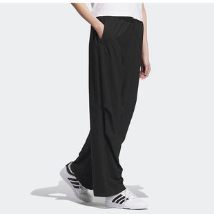 秋女弹力梭织长裤 阿迪达斯adidas舒爽宽松休闲清风运动裤 KC0091
