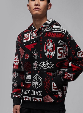 Nike/耐克男子印花加绒套头连帽衫春秋季运动休闲卫衣HM7255-010