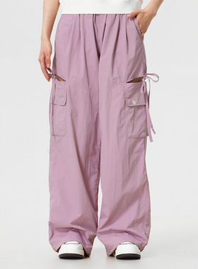 MLB女子26年春正品运动休闲直筒宽松阔腿工装梭织长裤3FWPB0563