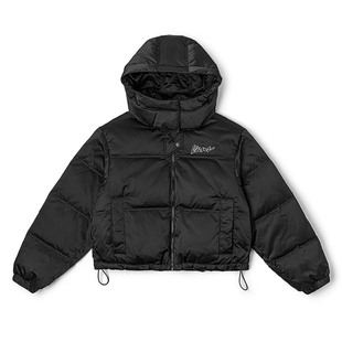 VANS范斯25冬新款女子短款连帽保暖羽绒服外套夹克 VN000QU8BLK