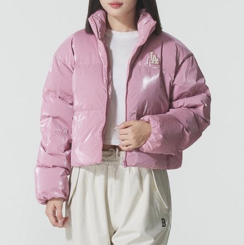 MLB/女羽绒服NY亮面立领短款面包服运动棉羽外套3FDJB0556-07PKL