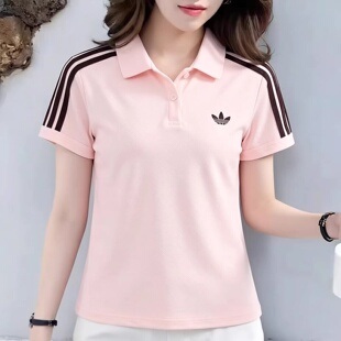 阿迪达斯三叶草26春夏女子修身翻领短袖POLO衫T恤KD7974 KD3699