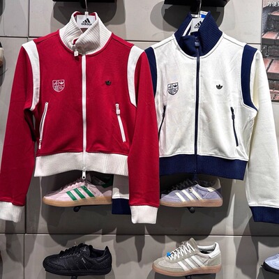 阿迪达斯女子25款拼接撞色运动休闲立领夹克外套KG8221 JM8022