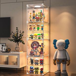 潮玩收纳展示架大容量透明手办玩具动漫周边展示柜整理盒家用客厅