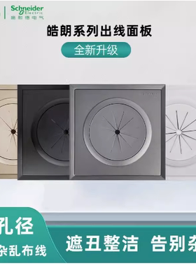 施耐德穿线面板皓朗 电视背景墙圆孔穿线盖板出线孔打孔穿孔面板