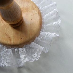 白色弹力木耳荷叶打百褶蕾丝花边窗帘床单领口裙边接长手工材辅料