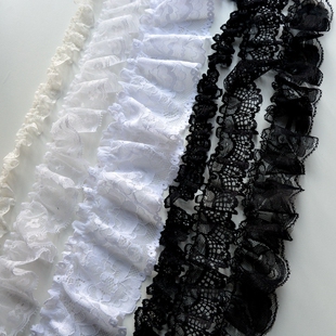 白抽皱密褶荷叶木耳蕾丝花边娃衣大肠圈洋时装袖口抱枕diy辅服料