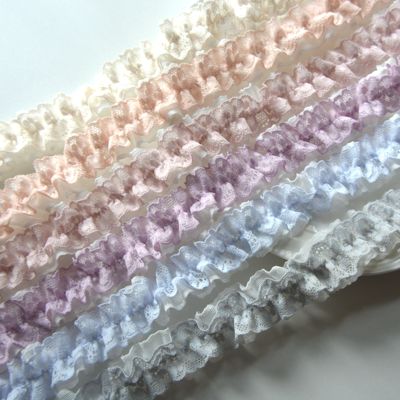 双边黑绿蓝粉缩皱荷叶木耳花边