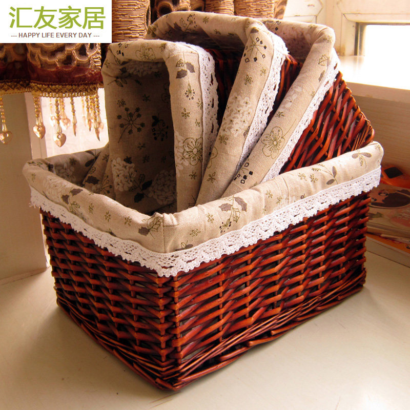 田园布艺收纳筐长方形藤编储物筐柳编篮客厅桌面零食收纳杂物盒,收纳整理,收纳箱,淘宝优惠券,粉丝福利购,淘宝优惠卷