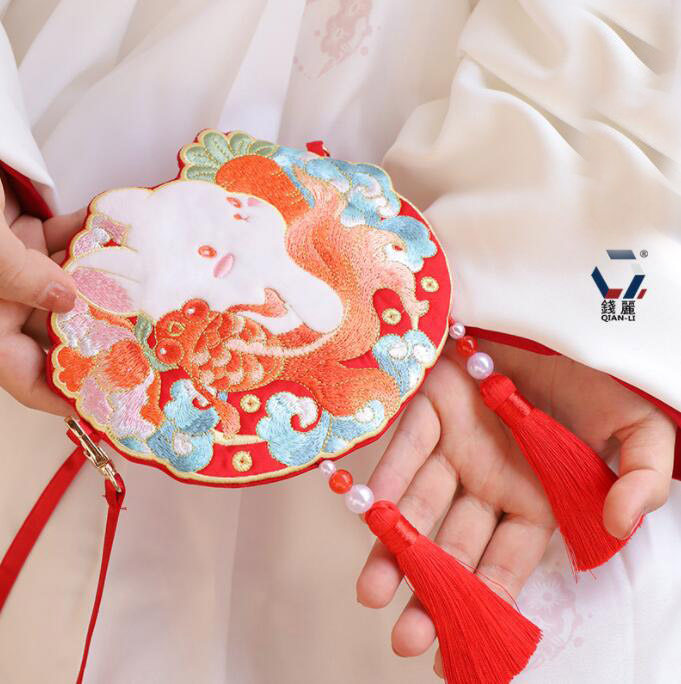 喜庆新年拜年红包斜跨包儿童兔年兔子汉服斜挎包女童唐装女孩配饰