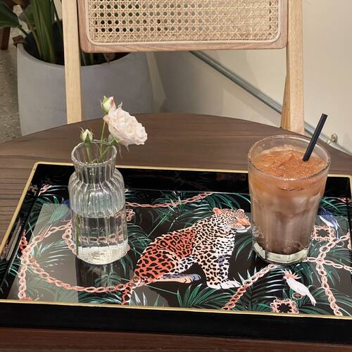 现代 零售批发酒店别墅样板间茶杯水果托盘链条,豹子防水托盘