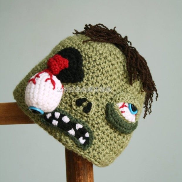 纯手工编织男女士魔鬼头帽子毛线针织搞怪恶搞搞笑万圣节用定儿童