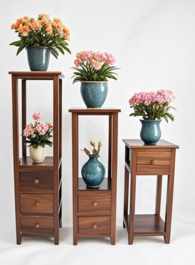 花几实木一体花架落地式客厅花盆架置物架花架子阳台花盆架展示架