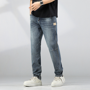 牛仔裤子男春夏款宽松阔腿潮流直筒蓝色休闲学生青年韩版胖子大码