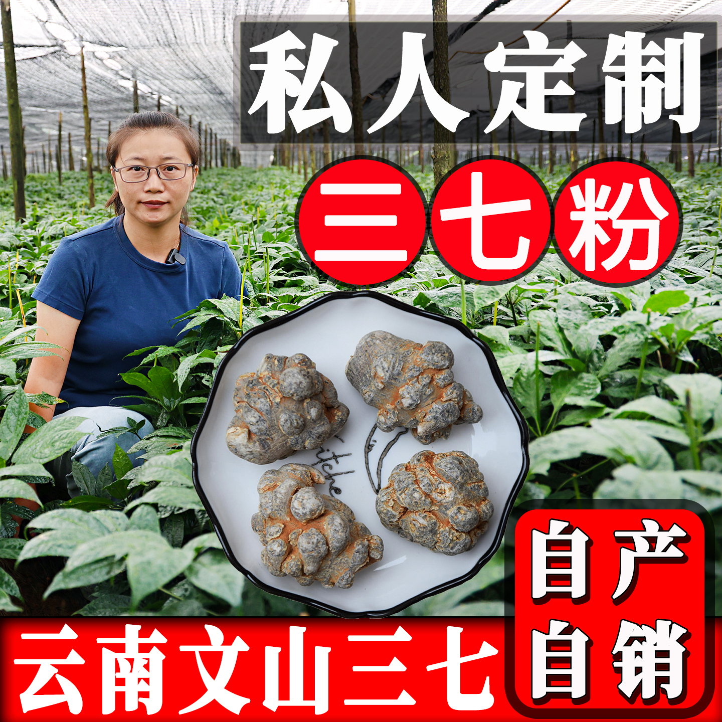三七正宗云南文山 特级 防野生正品 20头1斤500克可视频直播打粉