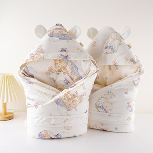 新生婴儿包被350克秋冬加厚款 棉花被子宝宝初生产房抱被外出抱毯