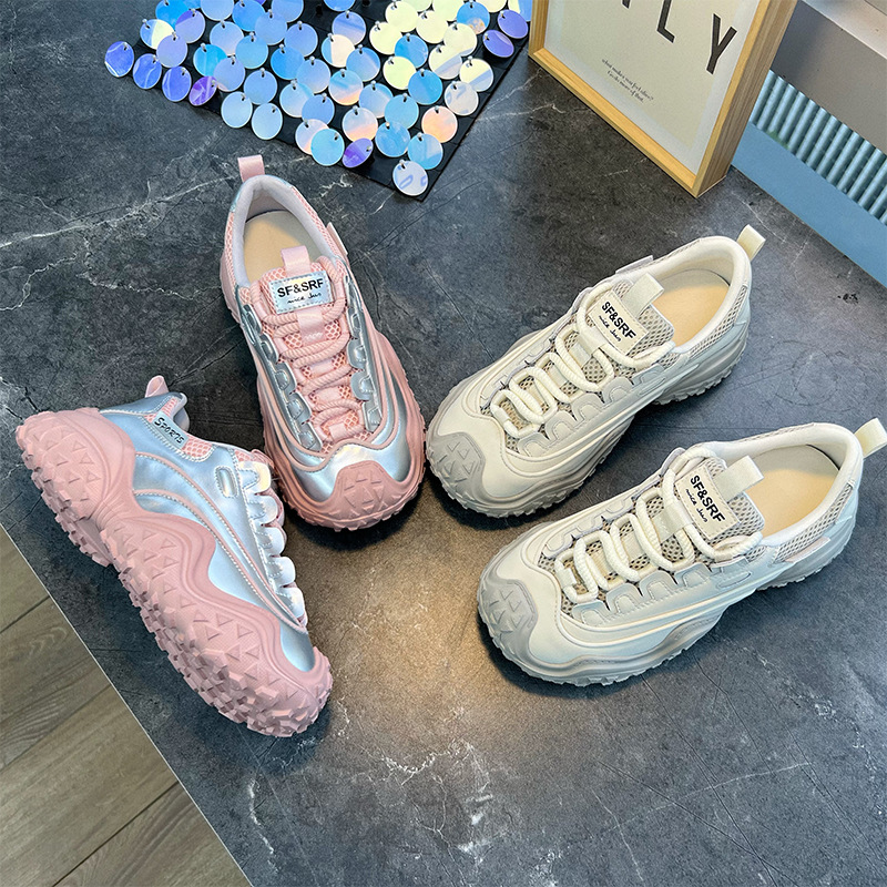 发泡底老爹鞋女2025春夏新款厚底百搭运动鞋女休闲增高鞋时尚