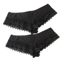 2 pieces of low-waisted summer lace underpants for moms, weighing over 200 pounds, made of pure cotton, with extra fat and size, exuding a feminine charm for chubby girls thumbnail 4