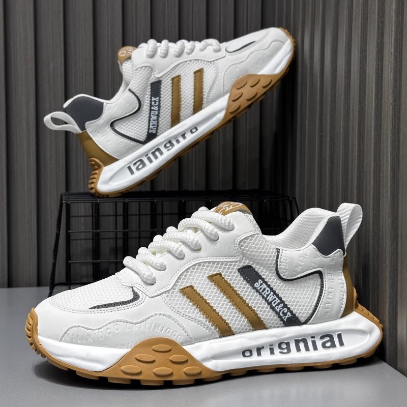 网面休闲软底时尚三道杠增高鞋