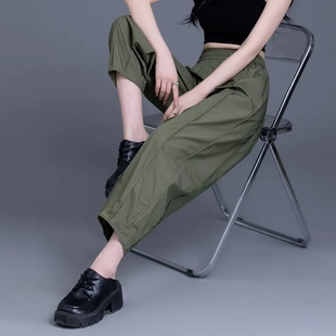 风灯笼裤 简约萝卜九分裤 女宽松哈伦裤 夏季 子 新款 日系复古休闲工装