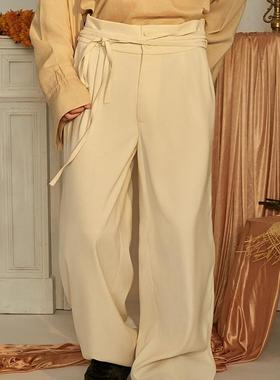 ADD STUDIO 24 A/W简约慵懒感系带设计高腰休闲阔腿裤