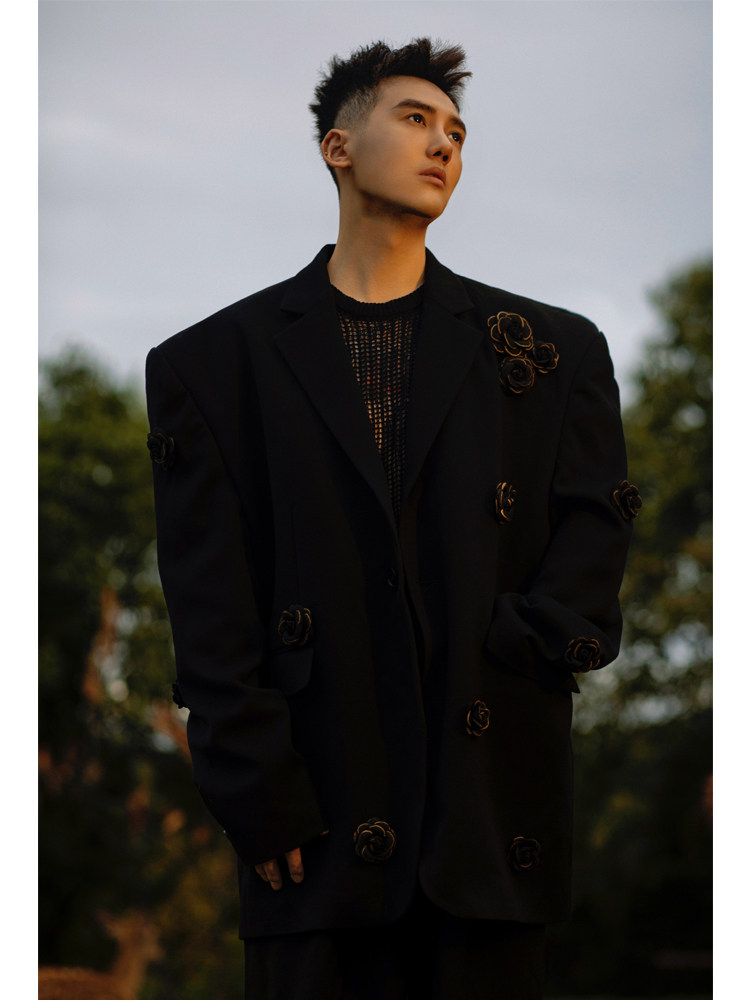 add studio 22 a/w 「繁花」oversize垫肩立体手工绘制山茶花西装