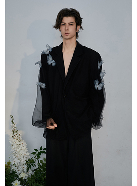 ADD STUDIO 24 A/W双层网纱立体蝴蝶西装外套