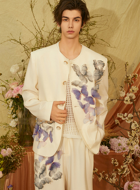 ADD STUDIO 24 S/S 手工蝴蝶渐变无领西