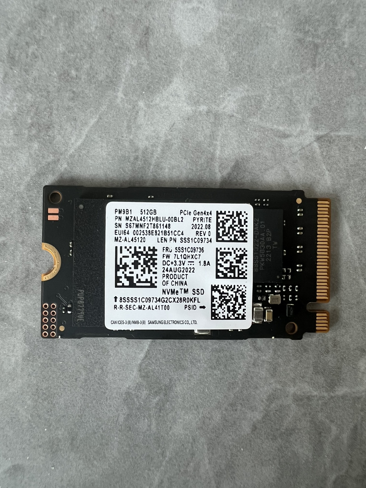 黑色Samsung/三星其他/other PM9B1 512G nvme 4.0协议 2242