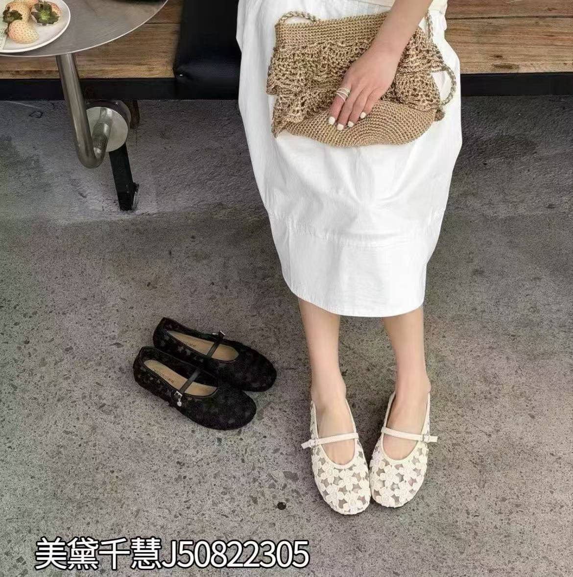 新款时尚网纱休闲百搭女鞋浅口平跟单鞋女鞋