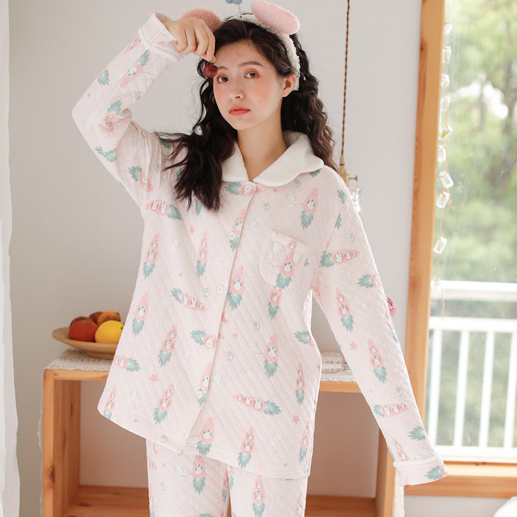 三层空气棉亲子母女家居服套装