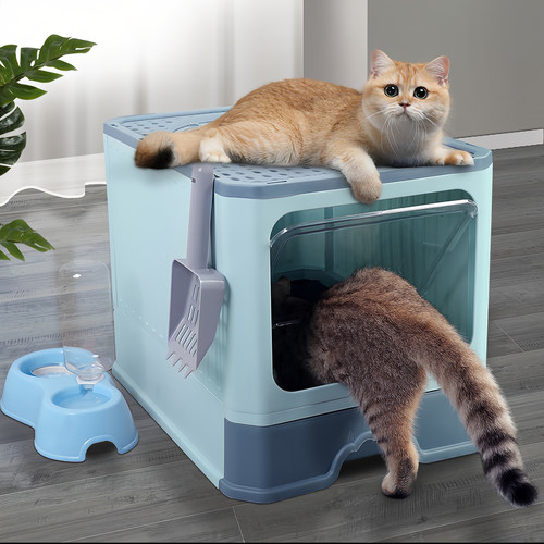 猫砂盆全封闭抽屉顶入防外特大