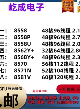 至强8558/8558P/8558U/8562Y+ 8568Y+/8570/8571N/8580/8581V CPU