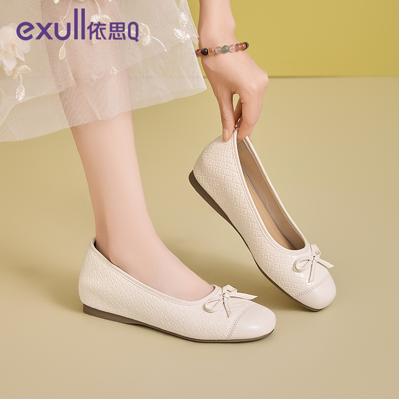 依思Q2025秋新款蝴蝶结浅口单鞋