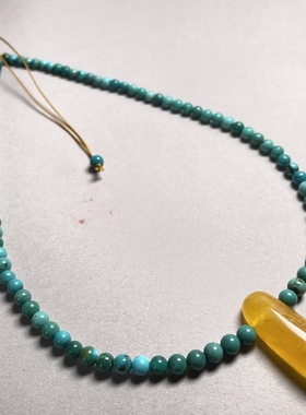 天然绿松石项链吊坠琥珀