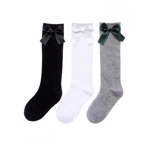 Детские гольфы, носки для школьников с бантиком, осенние высокие сапоги, средней длины