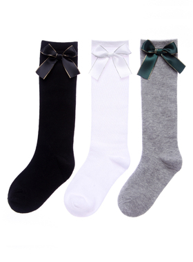女童中筒袜宝宝长袜小学生韩国长筒袜蝴蝶结袜子儿童高筒袜春秋款