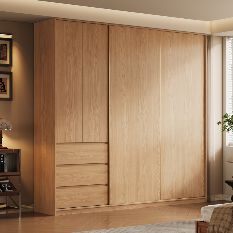 全实木衣柜原木橡木衣橱家用卧室儿童挂衣柜小户型储物柜收纳定制