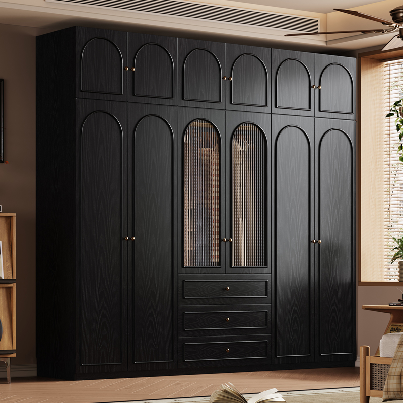 广东2025年新款藤编橡木家用卧室大小户型全实木衣柜衣橱一门到顶
