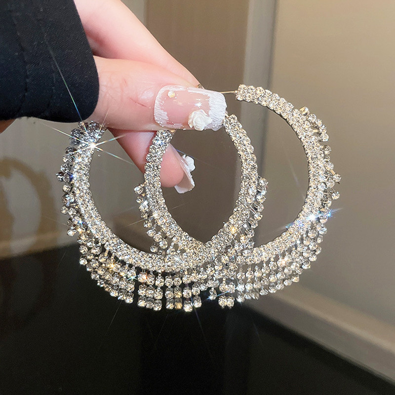 银针镶钻几何多层圆形大号耳环女美式夸张气质高级感耳圈潮耳饰,户外/登山/野营/旅行用品,旅行发卡,淘宝优惠券,粉丝福利购,淘宝优惠卷