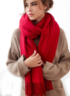 PIRATE RED海盗红 CASHMERE山羊绒围巾披肩 水波纹超大加厚披毯甩