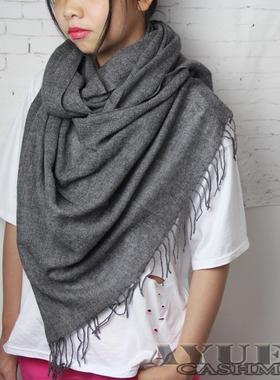 巨柔软 清新复古风 精纺60支纱CASHMERE山羊绒围巾披肩 女流苏