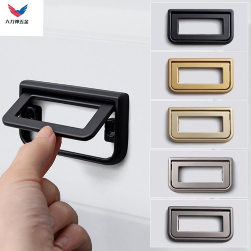 抽屉平板隐形拉手金色黑色灰色银色免开槽暗扣手锌合金96孔距暗扣