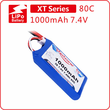 富力电池 Redzone lipo 80C 1000mAh 7.4V P5B锂电池组2S XT60插