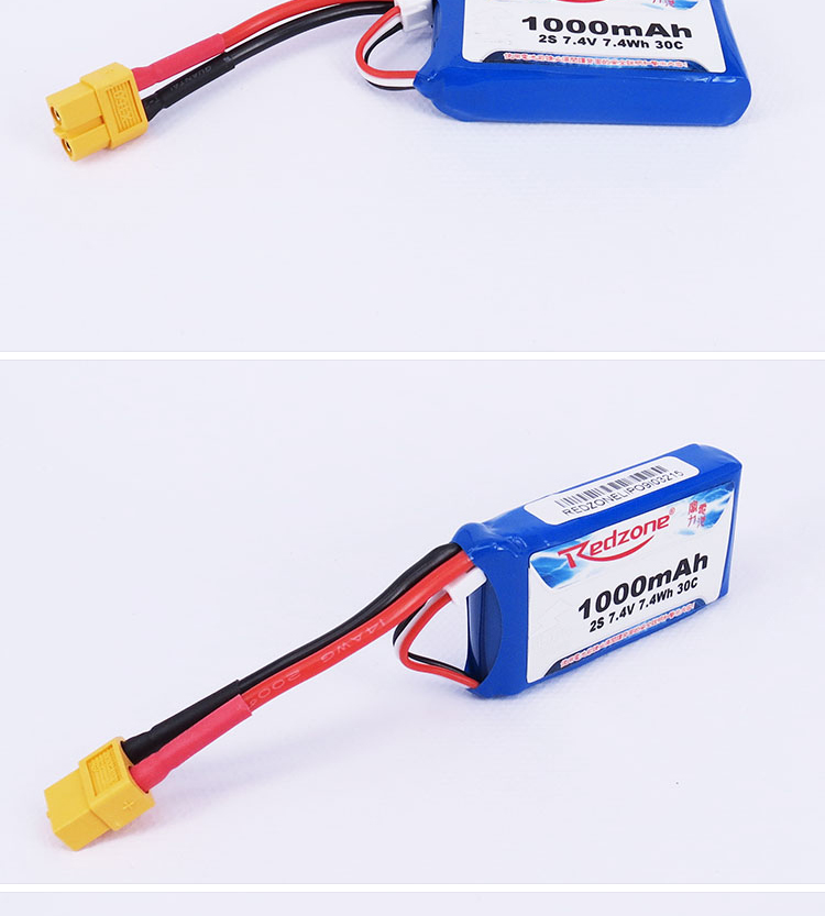 富力电池Redzone lipo 30C 1000mAh 7.4V 2S航模锂电池 XT60头JST