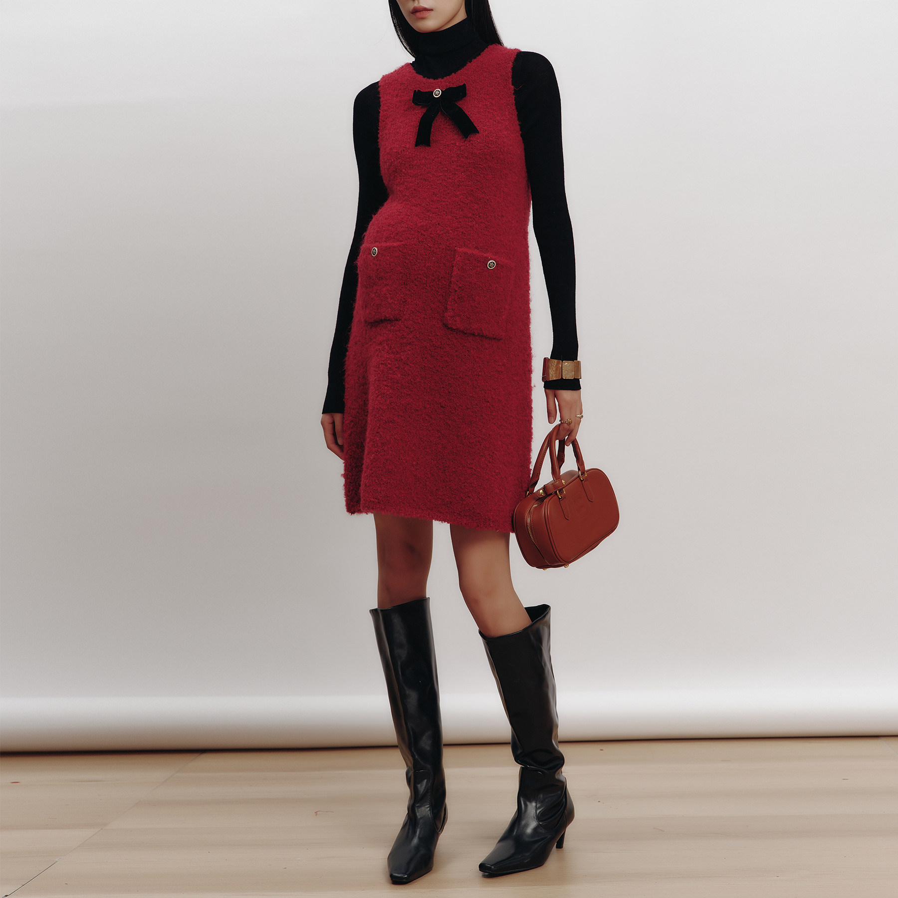 BELLYWEAR孕妇装时尚冬季新款圣诞礼物红色蝴蝶结背心连衣裙套装,孕妇装/孕产妇用品/营养,套装,淘宝优惠券,粉丝福利购,淘宝优惠卷