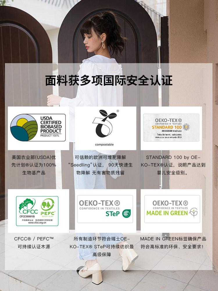 BELLYWEAR 출산 흰색 셔츠 가을 신작 패션 루즈한 아우터웨어 A-스윙 프렌치 우아한 레이스 칼라 탑