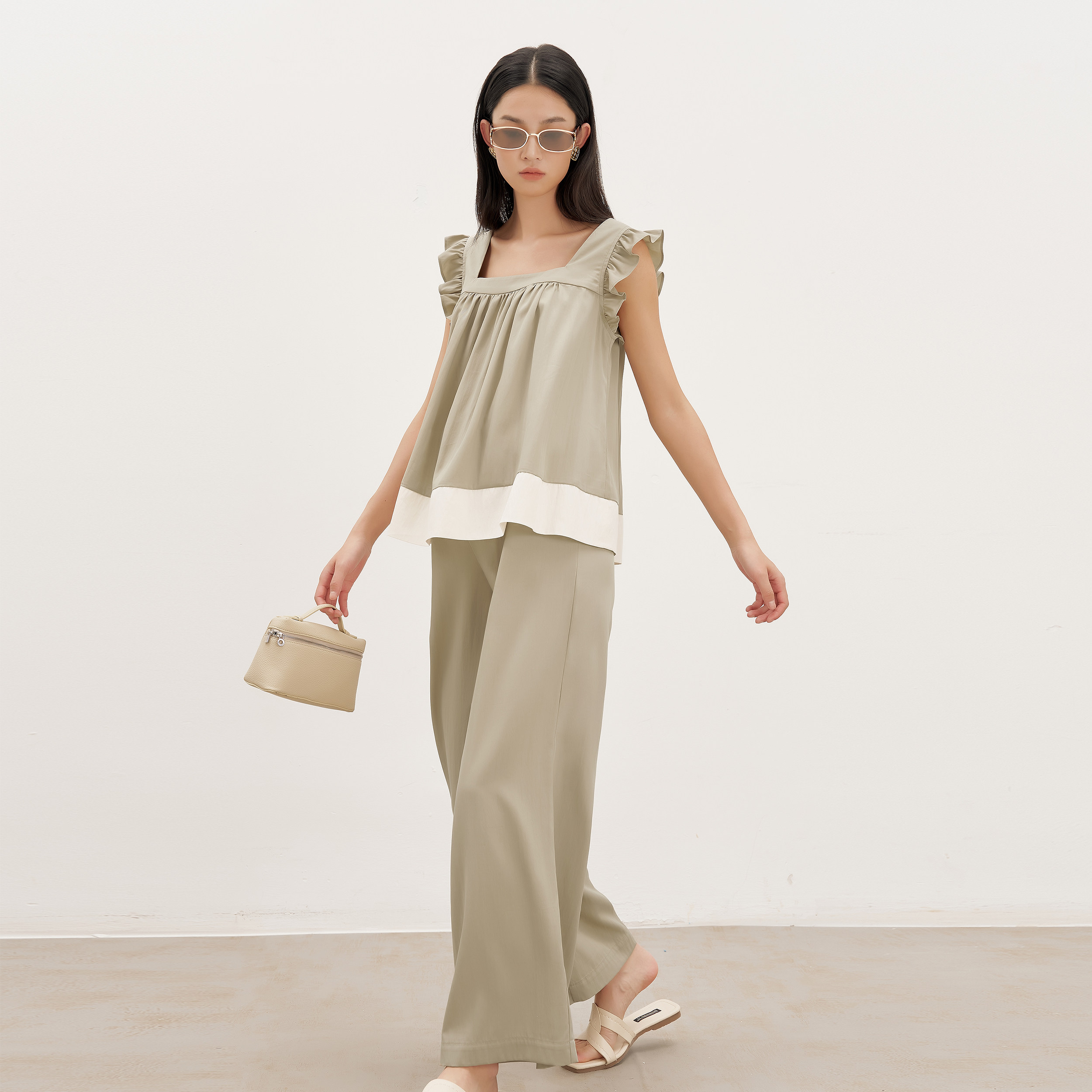 BELLYWEAR孕妇装夏套装2025新款小飞袖上衣高级感穿搭9分裤两件套