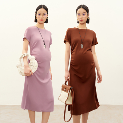 BELLYWEAR新款褶皱圆领连衣裙