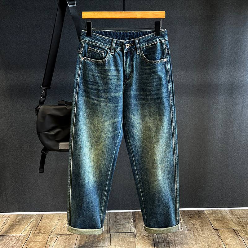 高端质感水洗复古潮牌牛仔裤男士秋季宽松直筒裤美式休闲冬季长裤,男装,牛仔裤,淘宝优惠券,粉丝福利购,淘宝优惠卷